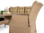 Meble technorattanowe z sofą 178cm, 2 fotelami z regulacją, 2 pufami i stołem obiadowym Fiorento - Beige