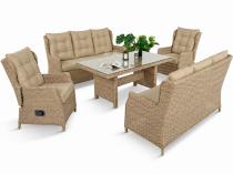 Komplet mebli ogrodowych dla 8 osób z regulacją foteli - Fiorento Grande Plus Beige