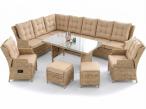 Duży komplet mebli na taras z narożnikiem z regulacją foteli Fiorento Corner XL Plus - Beige