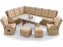 Duży komplet mebli na taras z narożnikiem z regulacją foteli Fiorento Corner XL Plus - Beige