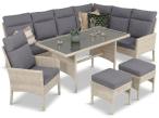 Meble technorattanowe narożne ze stołem 120x70cm, pufami i fotelem Lirata Corner - Light Grey