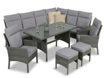 Zestaw narożnik ogrodowy z wyokim oparciem i dużym stołem z dwoma fotelami Lirata Corner – Anthracite