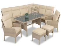 Technorattanowy narożnik ogrodowy z wysokim stołem i dwoma fotelami Lirata Corner Natural