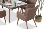 Brązowy zestaw ogrodowy ze stołem obiadowym 220cm i 8 fotelami technorattanowymi Tonitto Dining 8+1 Brown