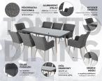 Brązowy zestaw ogrodowy ze stołem obiadowym 220cm i 8 fotelami technorattanowymi Tonitto Dining 8+1