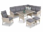 Narożnik technorattan ze stołem polywood 120x70cm Lirata Corner z fotelem Light Grey