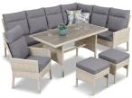 Narożnik technorattan ze stołem polywood 120x70cm Lirata Corner z fotelem Light Grey