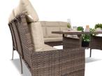 Narożnik technorattan 8 miejsc + fotel ze stołem polywood Lirata Corner Brown