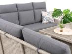 Narożnik technorattan ze stołem polywood i dwoma fotelami 120x70cm Lirata Corner Light Grey