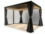 Nowoczesna pergola tarasowa z LED Nefir 2.0 2x4 + zasłony i moskitiery - Antracyt, Gartwerk