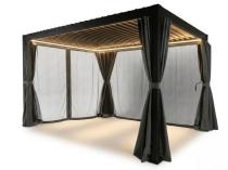 Nowoczesna pergola tarasowa z LED Nefir 2.0 2x4 + zasłony i moskitiery - Antracyt, Gartwerk