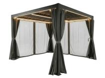 Pergola tarasowa z lamelami 4x4 Nefir 2.0 LED - z oświetleniem, zasłonami i moskitierami - Antracyt, Gartwerk