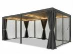 Duża pergola lamelowa 4x5 z oświetleniem LED, zasłonami i moskitierami Nefir 2.0 - Antracite, Gartwerk