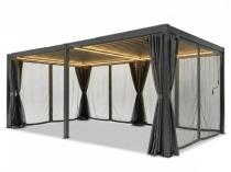Duża pergola lamelowa 4x5 z oświetleniem LED, zasłonami i moskitierami Nefir 2.0 - Antracite, Gartwerk