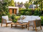 Komplet mebli premium na taras dla 5 osób z drewna akacjowego Rovina - Cream Teak