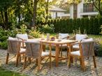 Komplet mebli obiadowych na taras - stół i 6 krzeseł Rovina - Cream Teak