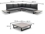 Niski narożnik z drewna akacjowego z grubymi poduszkami i stolikiem kawowym - Paulo - Dark Grey Teak