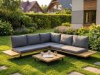 Niski narożnik z drewna akacjowego - Paulo - Dark Grey Teak