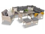 Narożnik na taras z technorattanu Perata Corner Light Grey + 1 fotel Polywood
