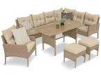 Narożnik technorattanowy na nóżkach Perata Corner Natural + 1 fotel Polywood