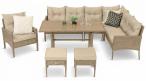 Narożnik technorattanowy na nóżkach Perata Corner Natural + 1 fotel Polywood