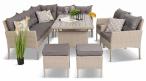 Narożnik technorattanowy Perata Corner Light Grey + 2 fotele ze stołem Polywood