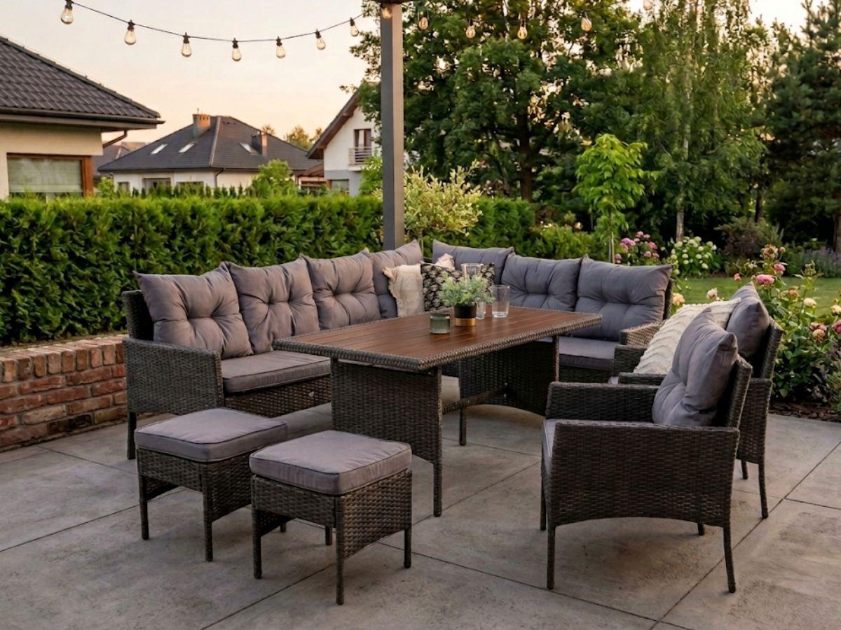 Perata Corner Polywood + fotel- wizualizacja