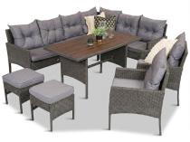 Meble narożne na taras z dwoma fotelami i wysokim stołem - polywood Antracite