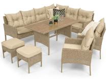 Technorattanowy narożnik na nóżkach Perata Corner Natural + 2 fotele Polywood