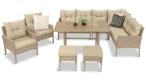 Technorattanowy narożnik na nóżkach Perata Corner Natural + 2 fotele Polywood