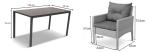 Zestaw mebli obiadowych na taras - stół 140cm + 6 foteli technorattan - Perata Dark Grey Sodor