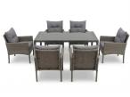 Zestaw mebli obiadowych na taras - stół 140cm + 6 foteli technorattan - Perata Dark Grey Sodor