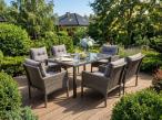 Zestaw mebli obiadowych na taras - stół 140cm + 6 foteli technorattan - Perata Dark Grey Sodor