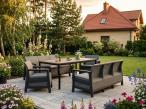 Zestaw ogrodowy dla 8 osób ze stołem 200cm w kolorze orzecha, sofami i fotelami Scandi - Graphite