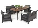 Zestaw ogrodowy z dużym stołem Scali Fiesta grafit dla 6 osób, blat imitujący drewno