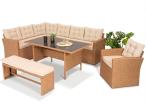 Narożnik z technorattanu z fotelem i ławą Topiano Plus Nature Select
