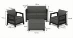 Zestaw mebli ogrodowych dla 4 osób Scandi Linea Grafit