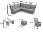 Elegancki narożnik technorattanowy ze z fotelem i stołem ogrodowym - Fiorento Corner - Antracite