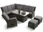 Narożnik z technorattanu z regulowanym fotelem i stołem 145x85 cm Fiorento Corner - Antracite