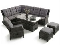 Narożnik z technorattanu z regulowanym fotelem i stołem 145x85 cm Fiorento Corner - Antracite