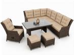 Duży narożnik do ogrodu z technorattanu z fotelem z regulacją oparcia Fiorento Corner Plus - Brown