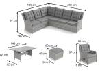 Meble z technorattanu premium z narożnikiem, fotelem, pufami i stolem Fiorento Corner Plus - Grey