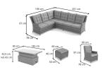 Komplet mebli z modułowym narożnikiem z technorattanu z uniwersalnym stołem Fiorento Corner - Grey