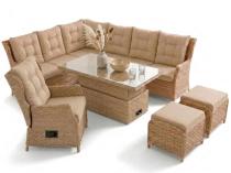Meble technorattanowe premium z narożnikiem, uniwersalnym stołem i fotelem z regulacją Fiorento Corner - Beige