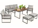 Komplet mebli metalowych do ogrodu dla 7 osób ze stołem obiadowym - Panaon Dining Light Grey