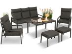 Zestaw mebli metalowych z wysokim oparciem na taras Doros Dining + pufy - Dark Grey