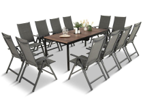 OUTLET - Duży zestaw obiadowy na taras - stół 200cm i 12 składanych krzeseł - Portis Nova 12+1