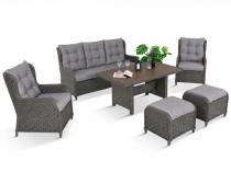 Komplet mebli z technorattanu dla 7 osób ze stołem polywood 145x85 Fiorento - Antracite
