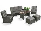 Komplet mebli z technorattanu dla 7 osób ze stołem polywood 145x85 Fiorento - Antracite