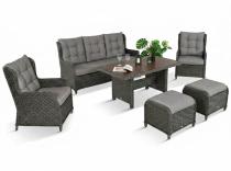 Komplet mebli z technorattanu dla 7 osób ze stołem polywood 145x85 Fiorento - Antracite